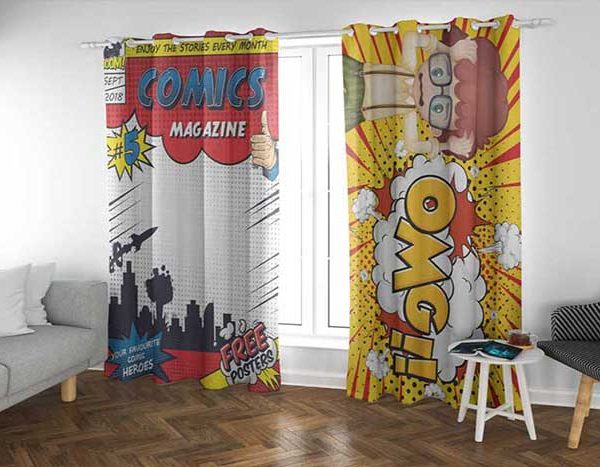 Custom Printed Curtains-Comic Theme - Image 2