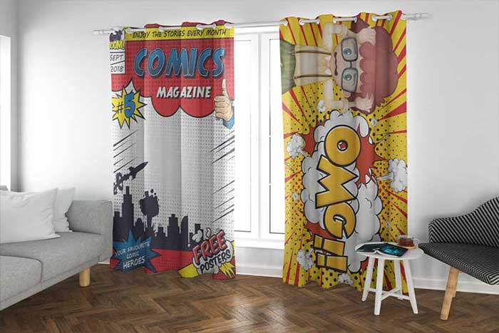 Custom Printed Curtains-Comic Theme - Image 2