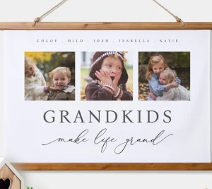 GrandKids Wood Hanging Photo Tapestry