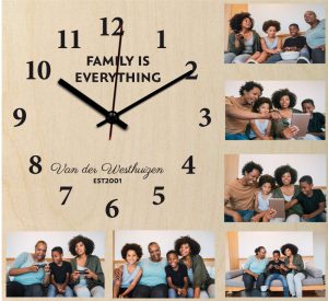 Rectangular-wall-clock-photo-collage
